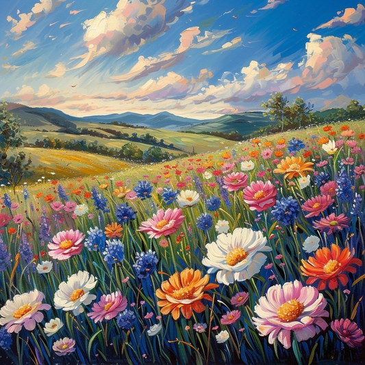 Colorful Flower Meadow Diamond Art Kit