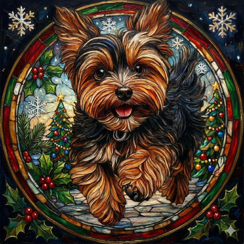 Christmas Circle Yorkie Diamond Art Kit