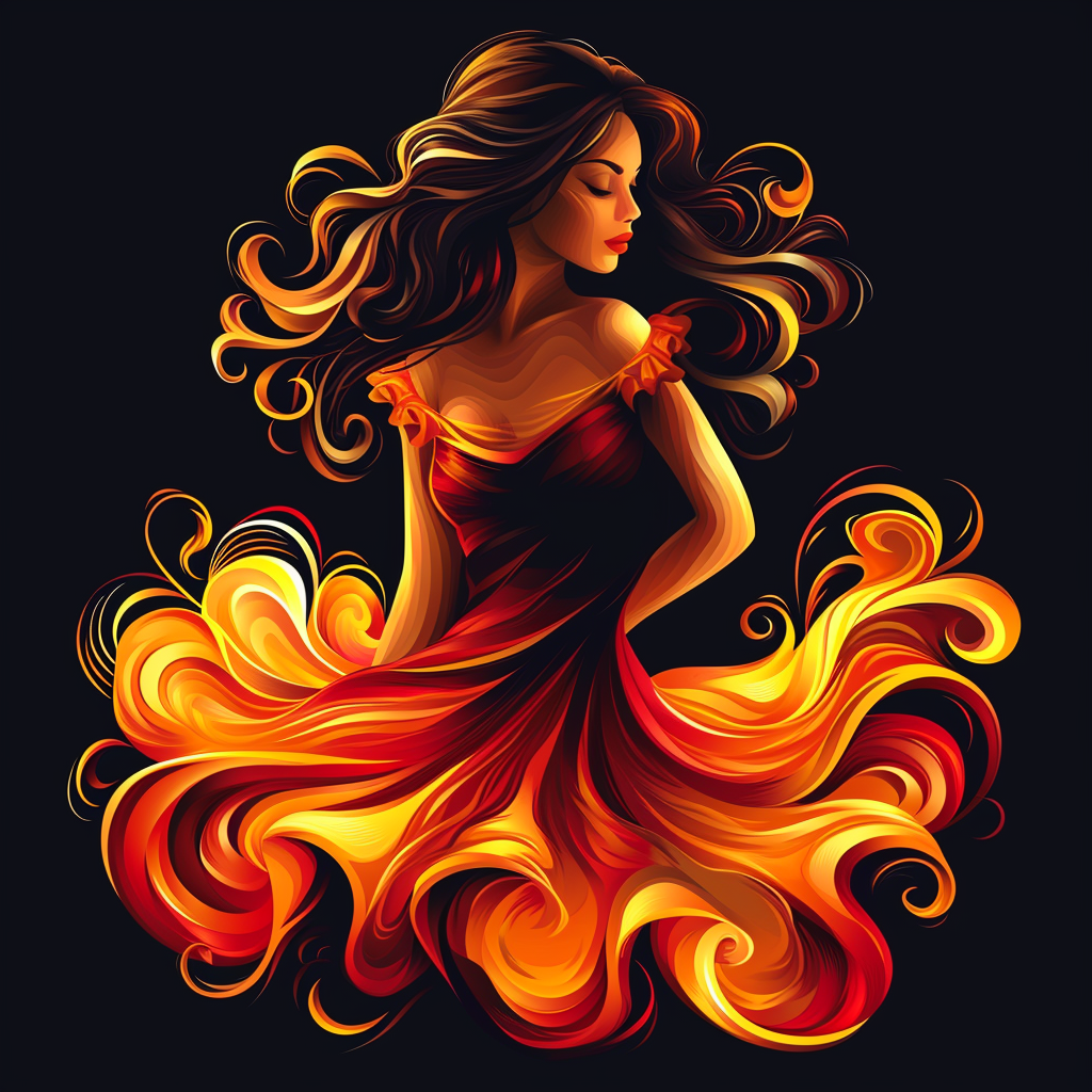 Fiery Dress Woman Diamond Art Kit