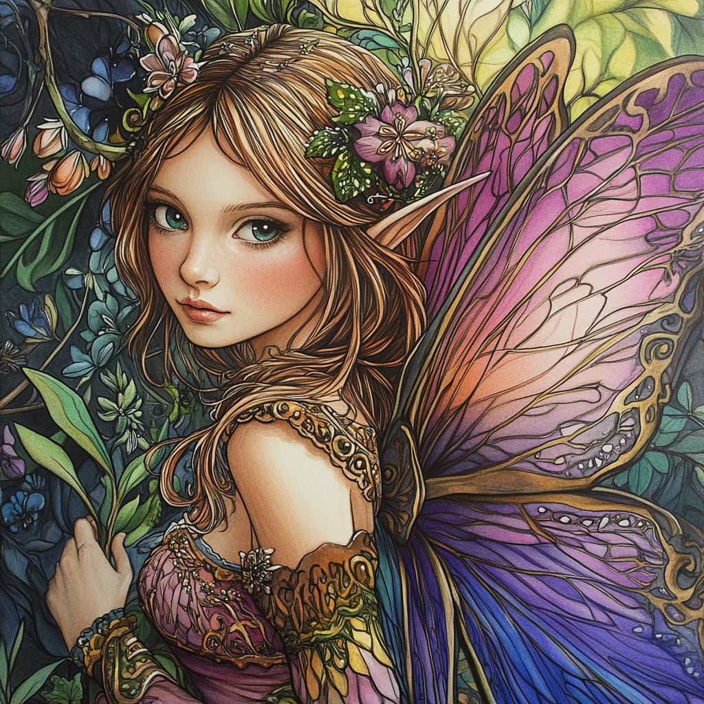 Purple Pink Wing Fairy Girl Diamond Art Kit