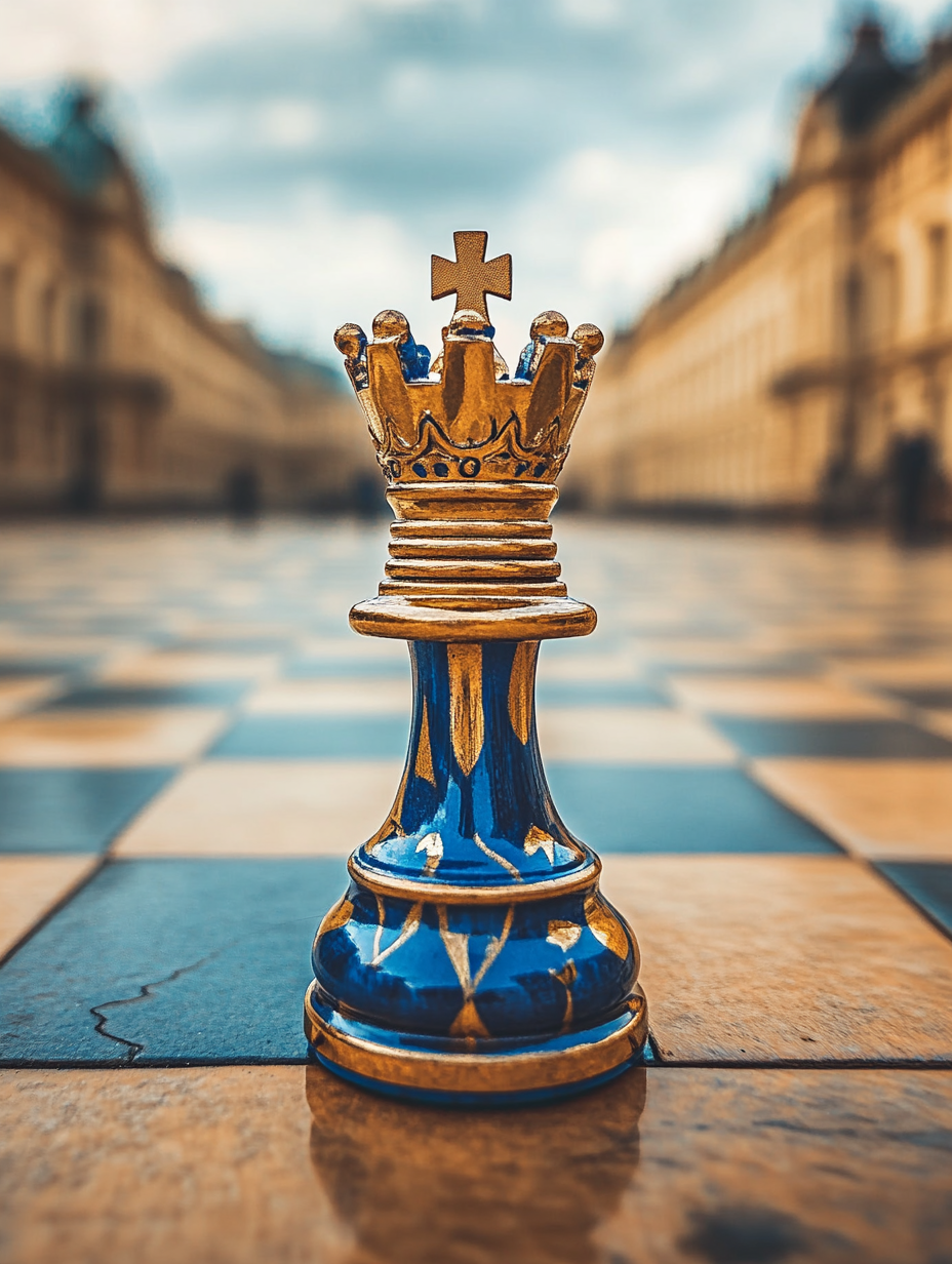 Blue Gold Chess Piece Diamond Art Kit
