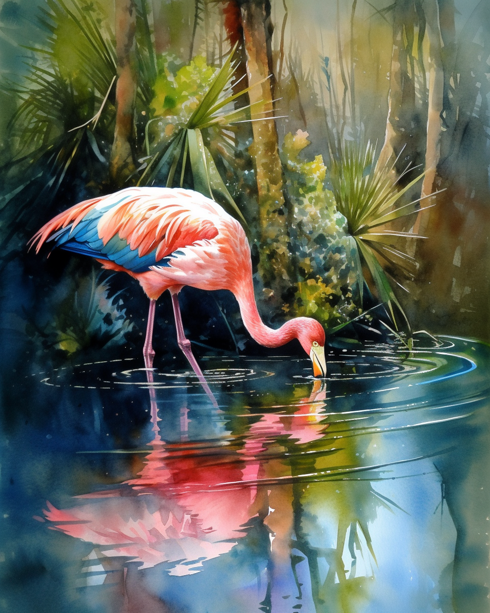 Pink Flamingo Water Diamond Art Kit