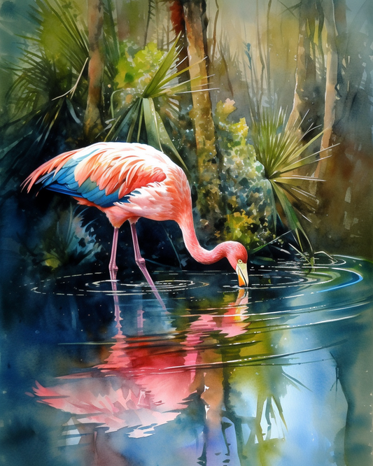 Pink Flamingo Water Diamond Art Kit