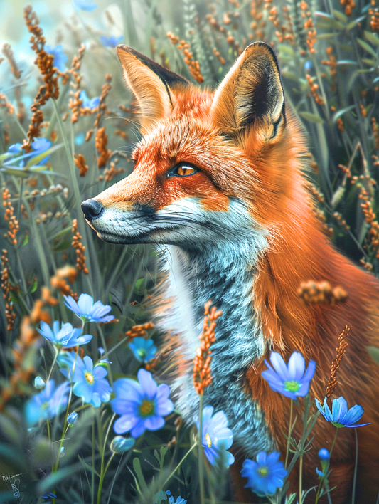 Redfox In The Flowers Diamond Art Kit