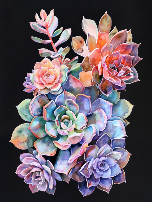 Purple Succulents Diamond Art Kit