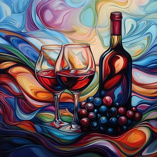 Wavy Wine Glasses Diamond Art Kit