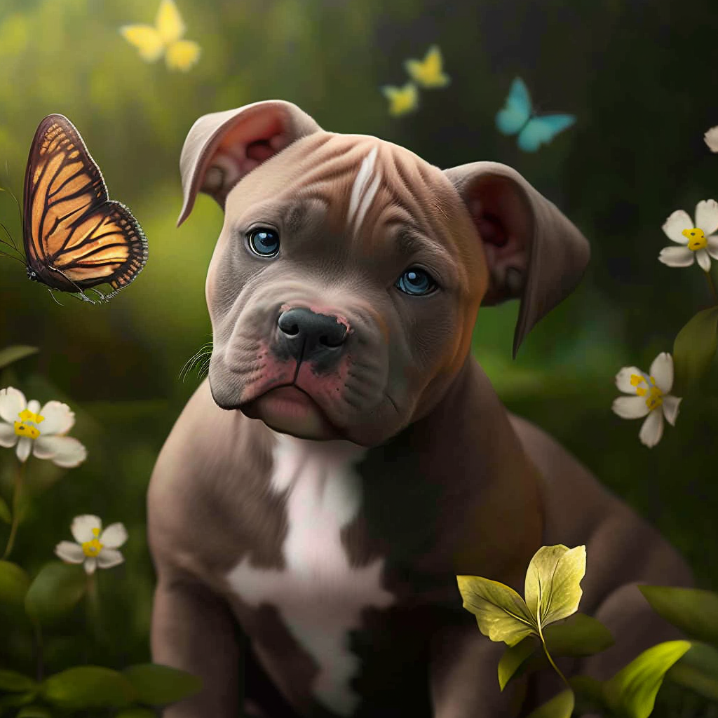 Pitbull Puppy Butterfly Diamond Art Kit