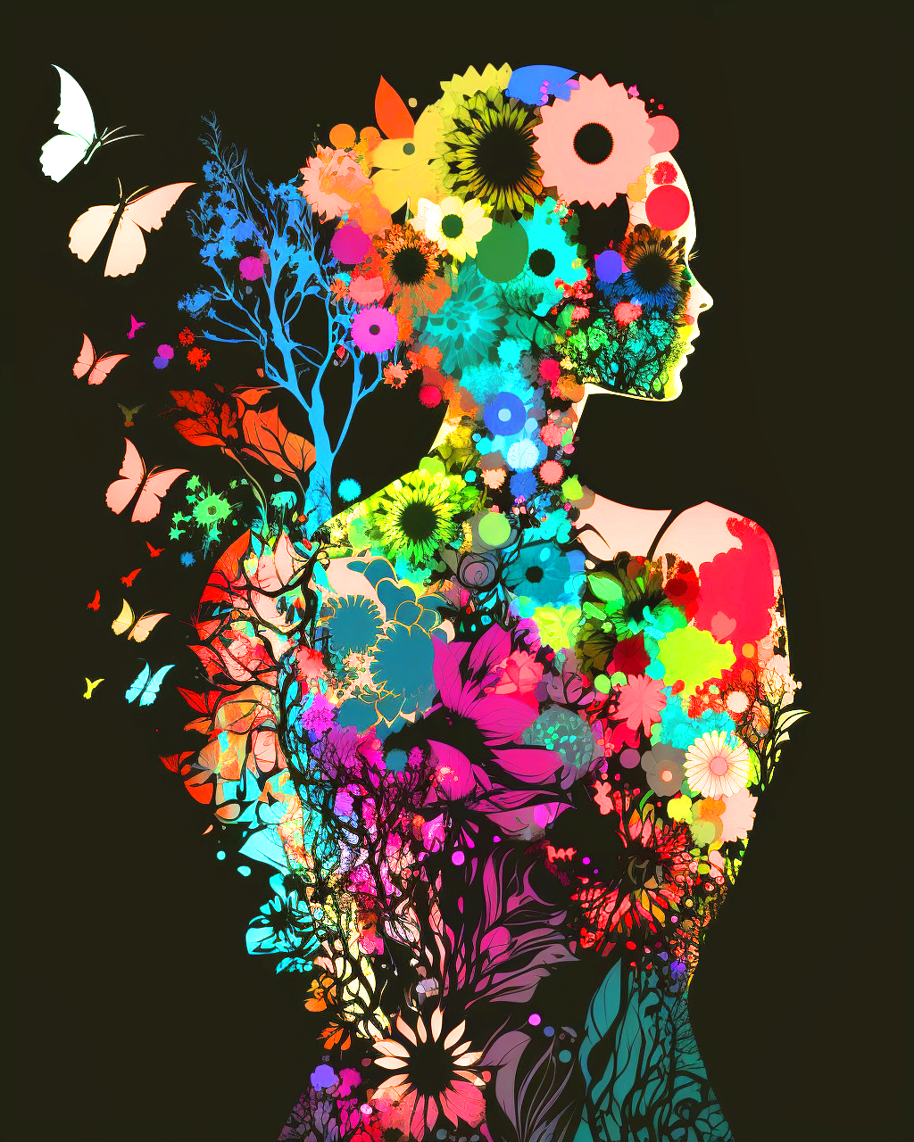 Woman Flower Silhouette Diamond Art Kit