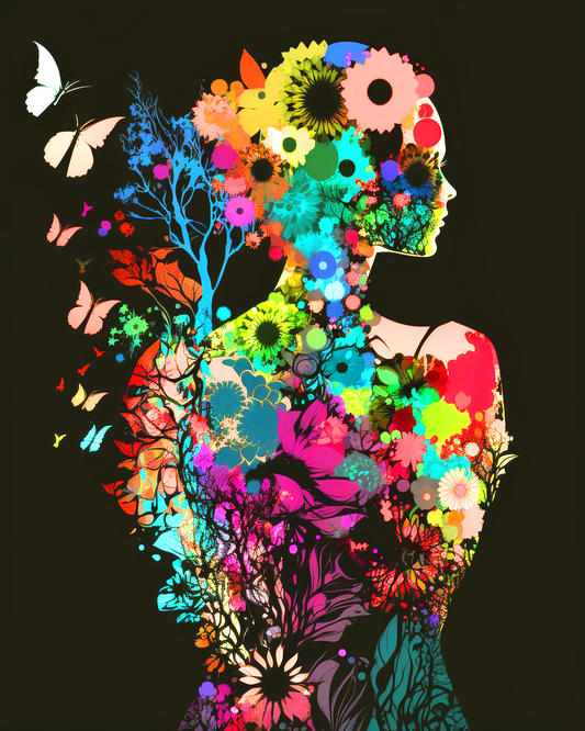 Woman Flower Silhouette Diamond Art Kit