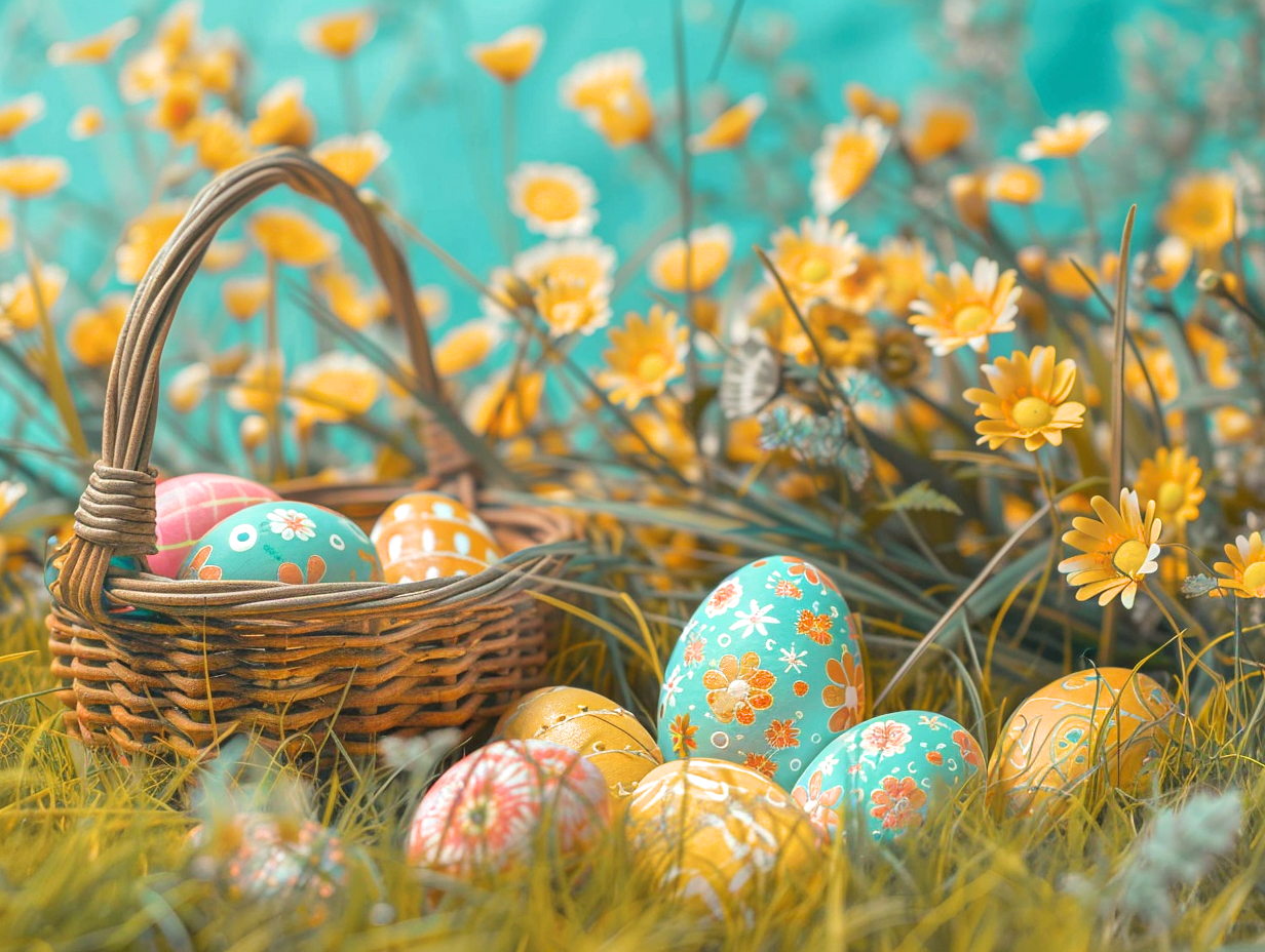 Yellow Daisies And Easter Eggs Diamond Art Kit
