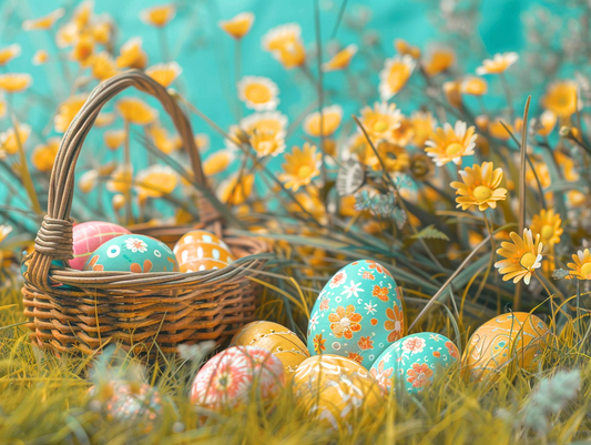 Yellow Daisies And Easter Eggs Diamond Art Kit