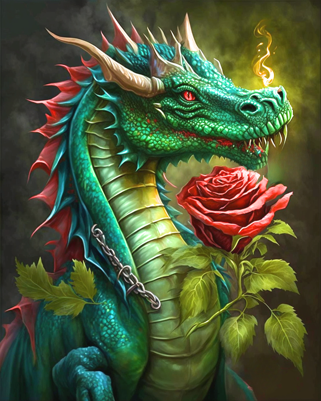 Emerald Dragon Red Rose Diamond Art Kit