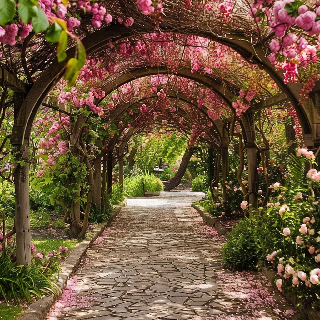 Pink Flower Path Archway Diamond Art Kit