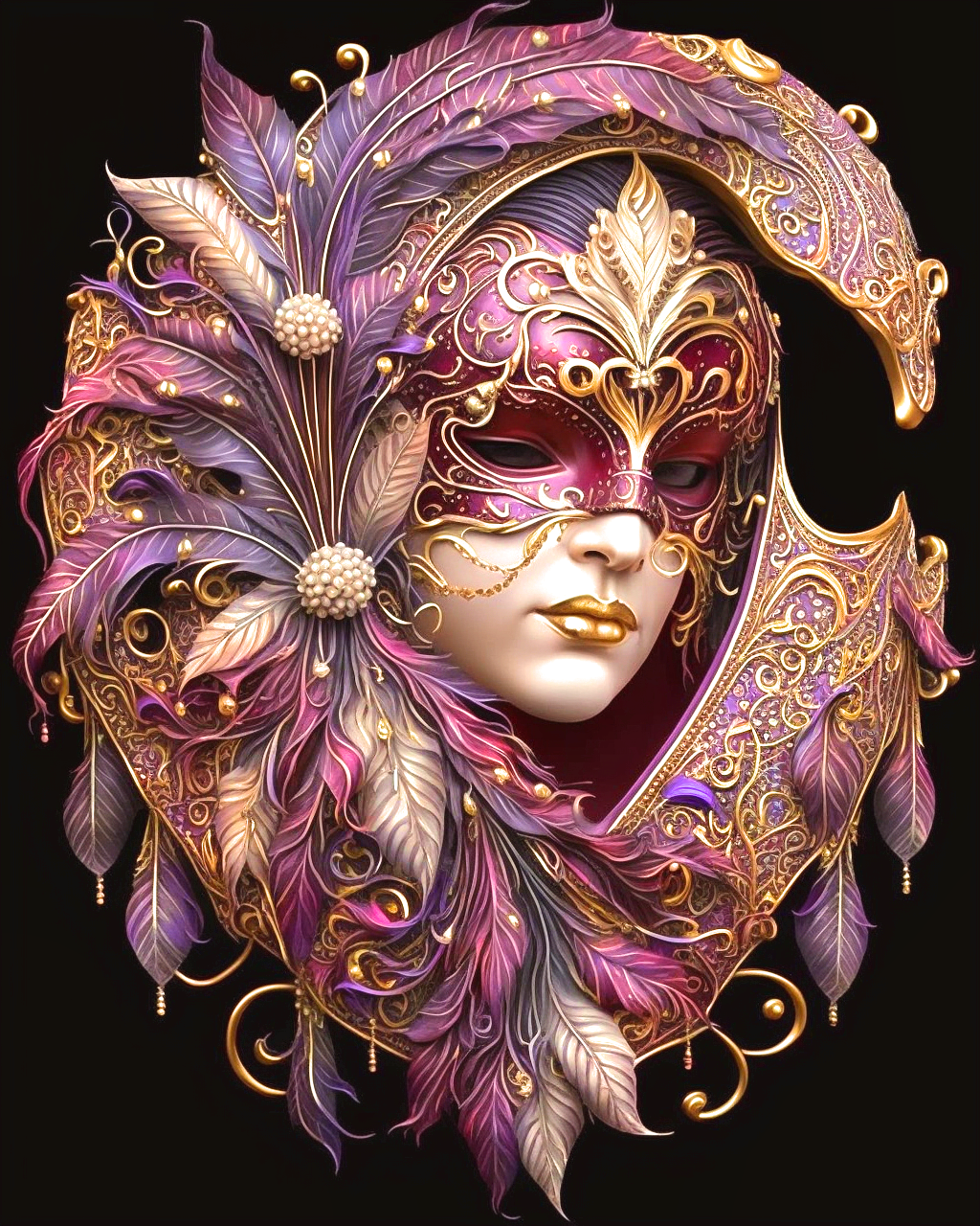 Purple Gold Mask Diamond Art Kit