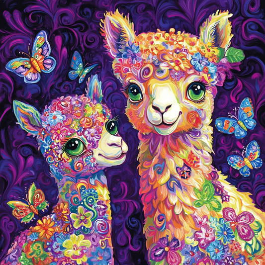 Mother And Baby Abstract Alpacas Diamond Art Kit