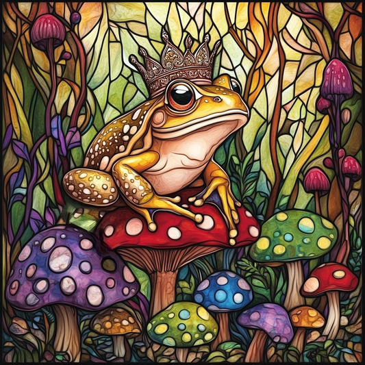 Colorful Mushrooms King Frog Diamond Art Kit