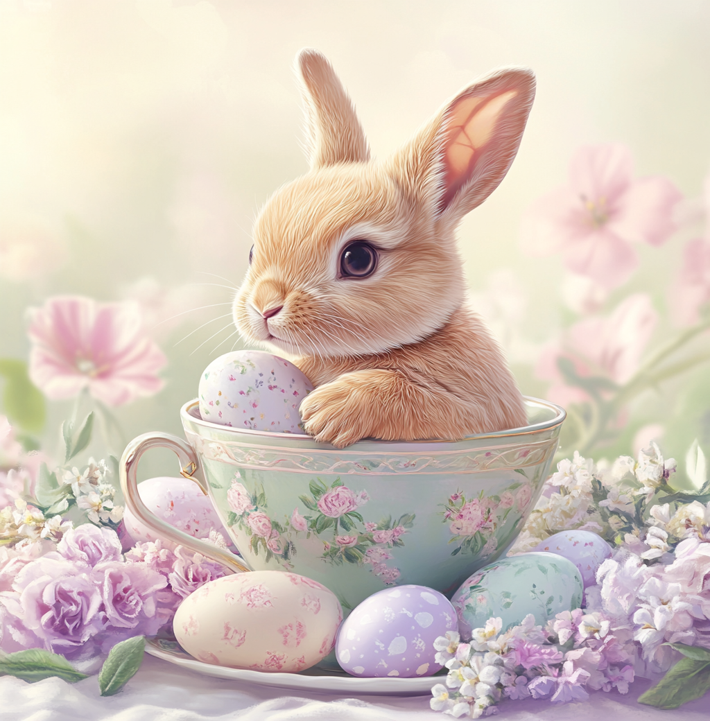 Pastel Easter Eggs Rabbit Diamond Art Kit