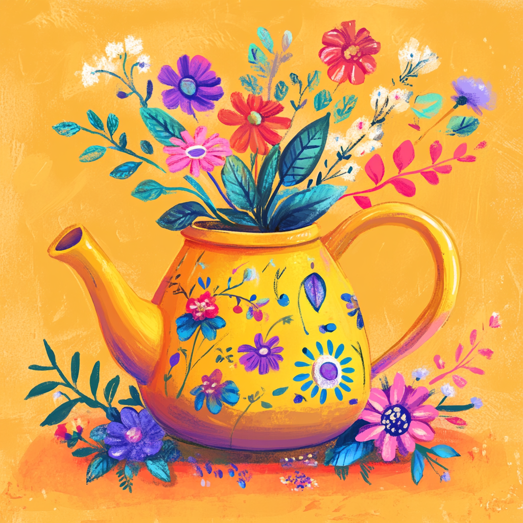 Spring Flower Yellow Teapot Diamond Art Kit