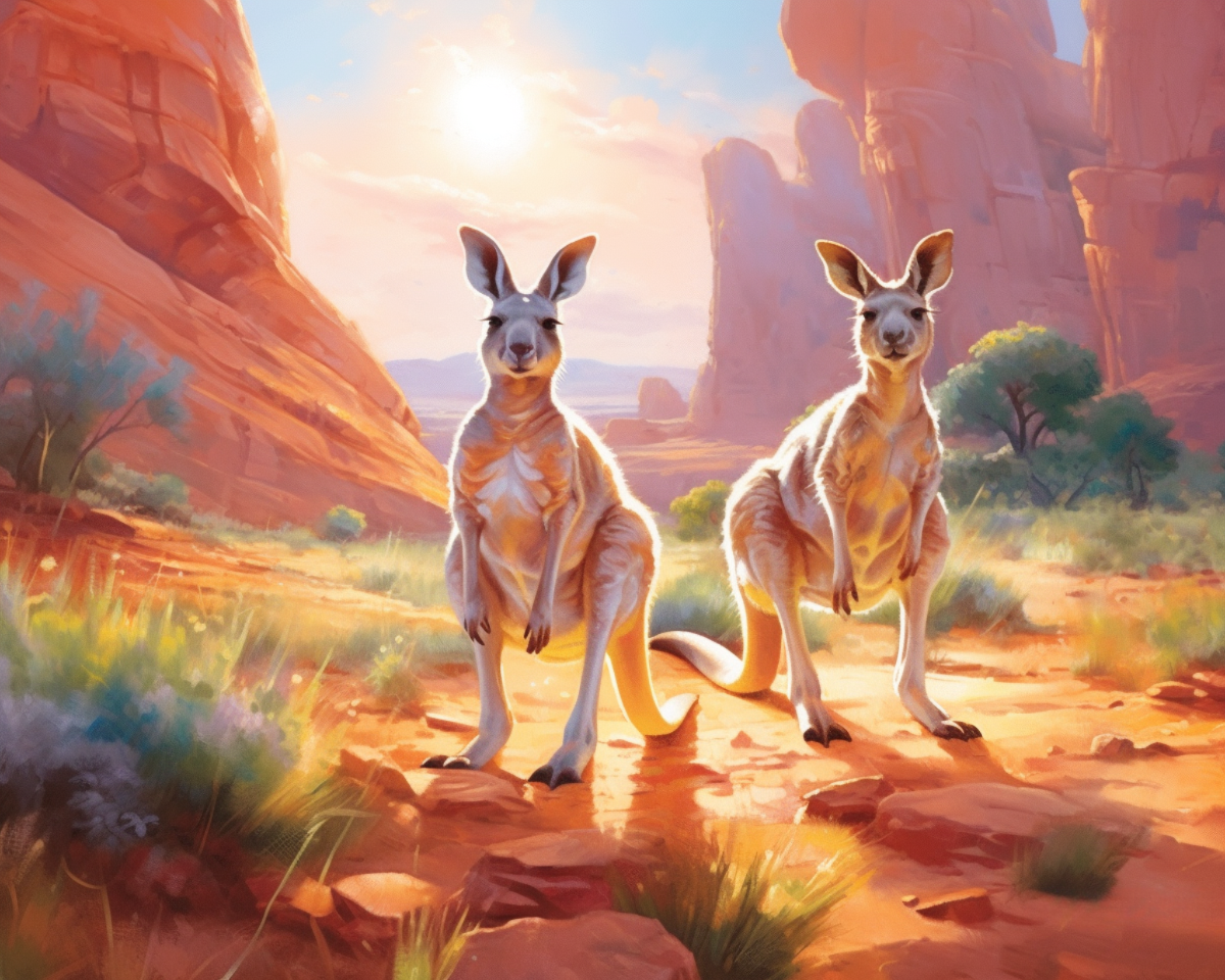 Two Curious Kangaroos Diamond Art Kit