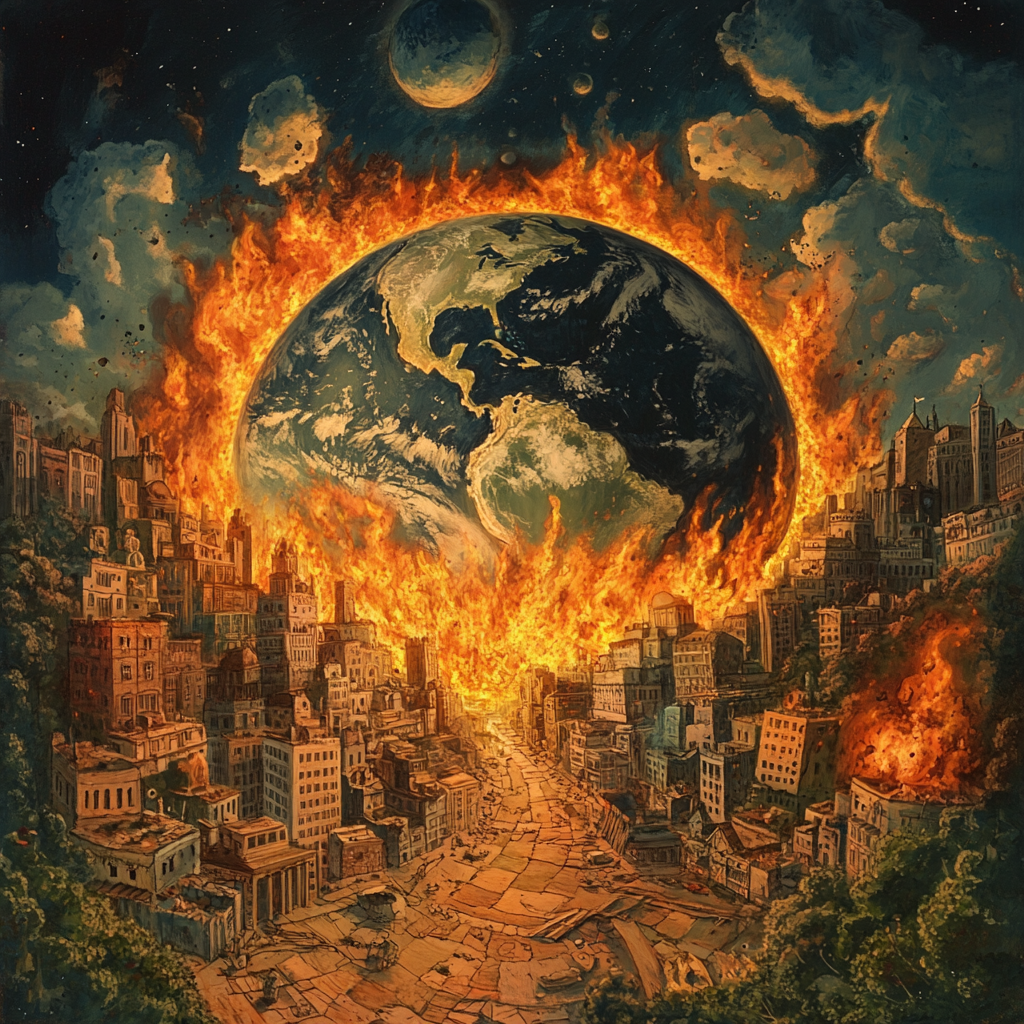 Burning Earth And City Diamond Art Kit