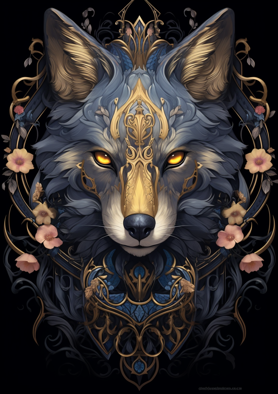 Blue Gold Wolf Diamond Art Kit