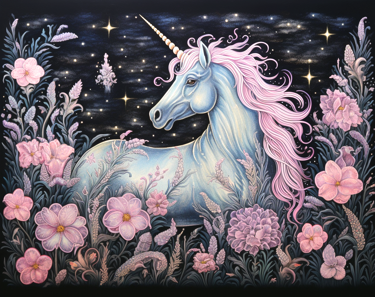 Pink Mane And Flower Unicorn Diamond Art Kit