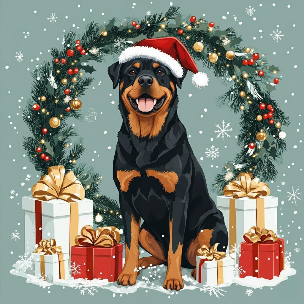 Christmas Arch Rottweiler Diamond Art Kit
