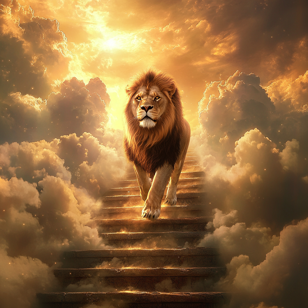 Lion And Stairs Of Heaven Diamond Art Kit