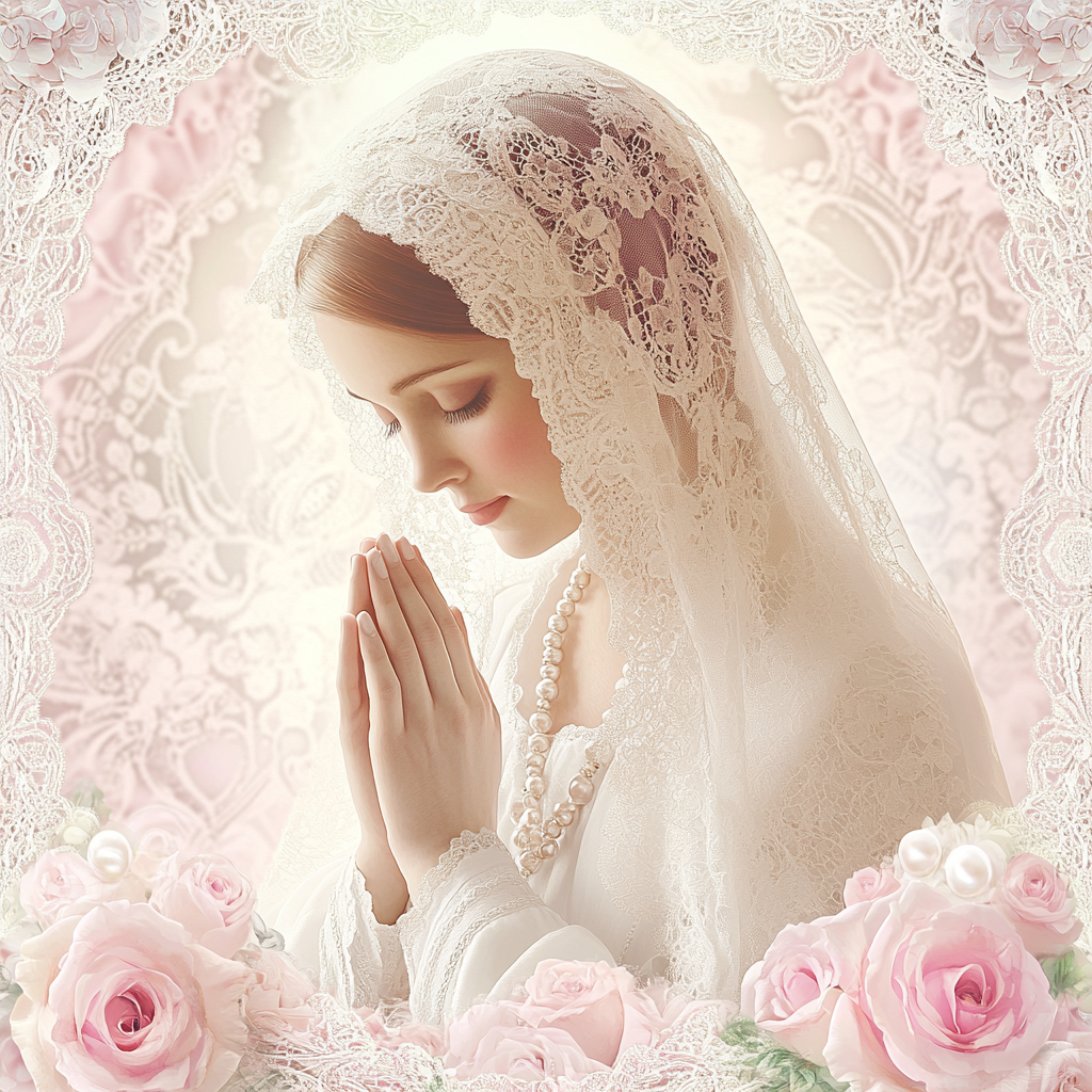 White Veil Woman Pink Roses Diamond Art Kit