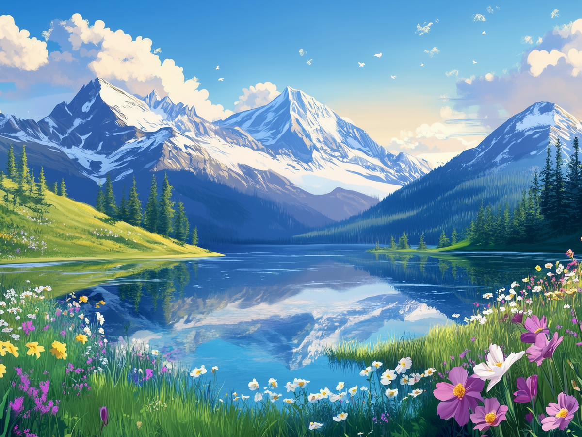 Snowcovered Mountain Lake Diamond Art Kit