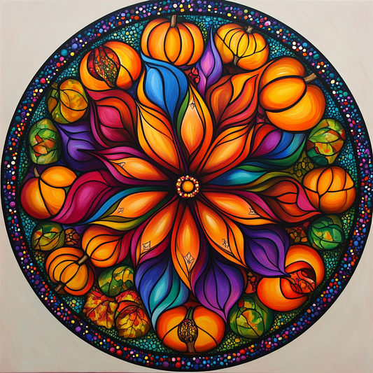 Vibrant Orange Flower Mandala Diamond Art Kit