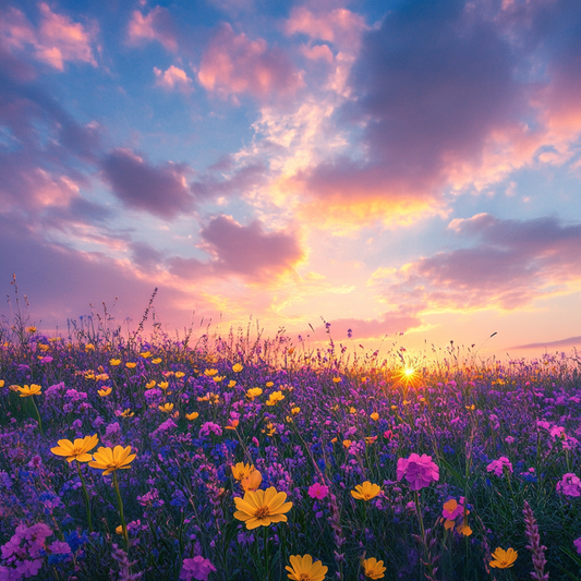Yellow Purple Wildflower Field Diamond Art Kit