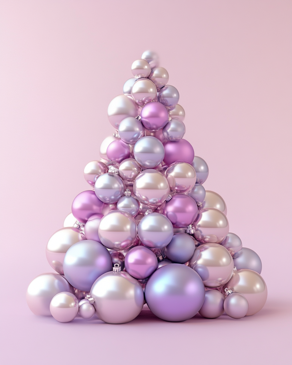 Purple Pink Christmas Ball Tree Diamond Art Kit