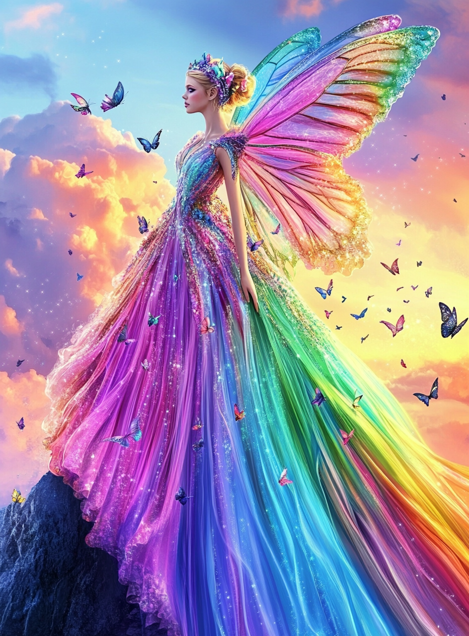 Rainbow Butterfly Fairy Mountain Diamond Art Kit