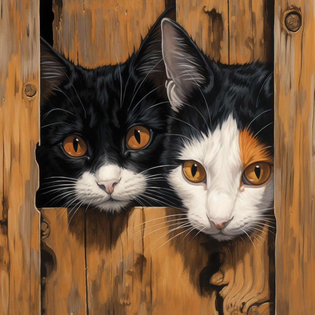 Black White Calico Cat Peeking Diamond Art Kit