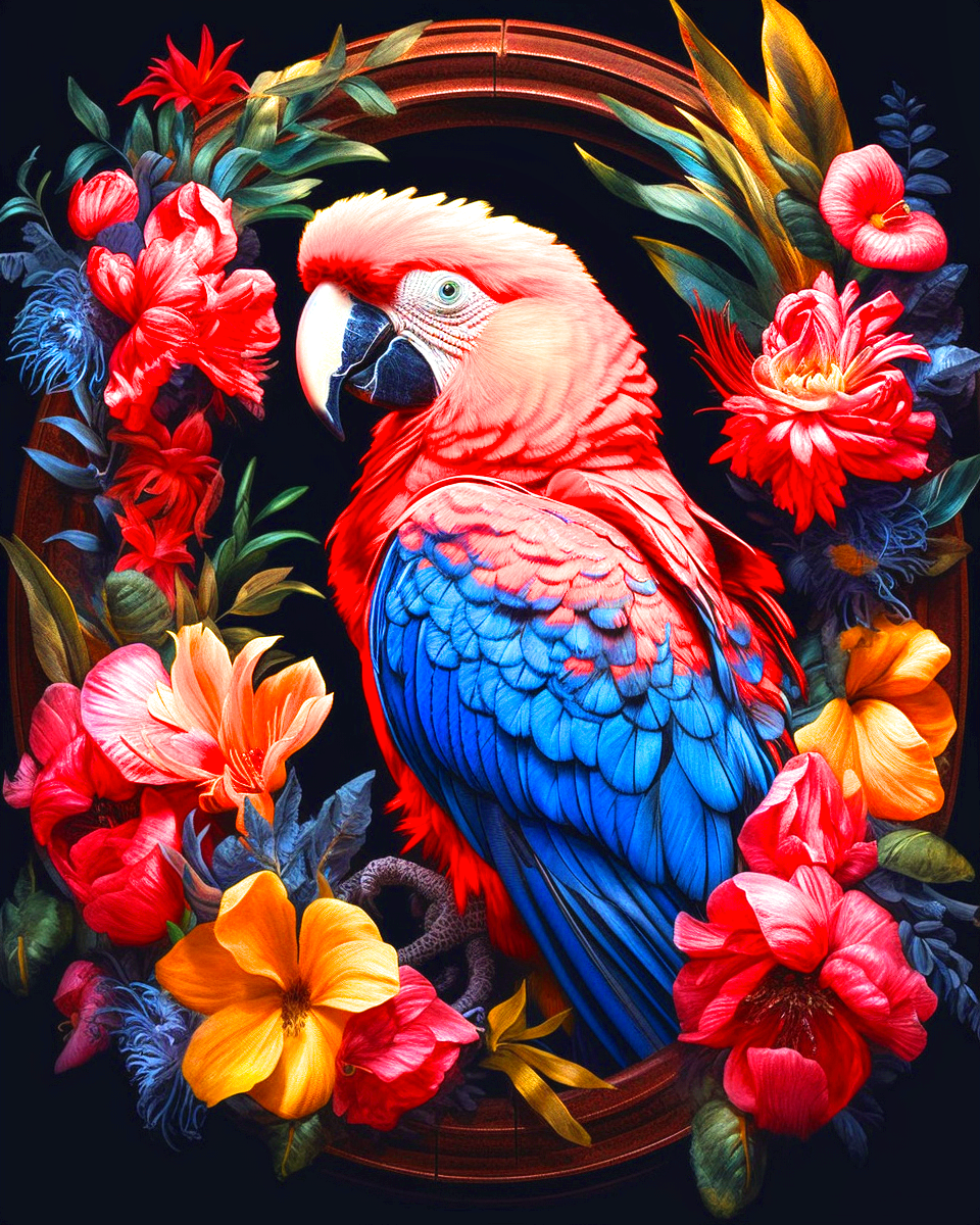 Tropical Flower Parrot Diamond Art Kit