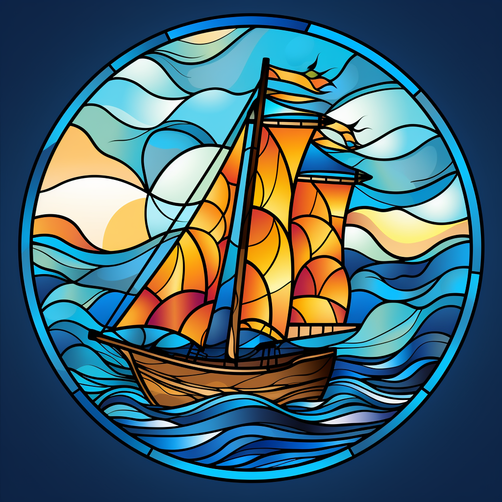 Orange Yellow Sail Abstract Sailboat Diamond Art Kit