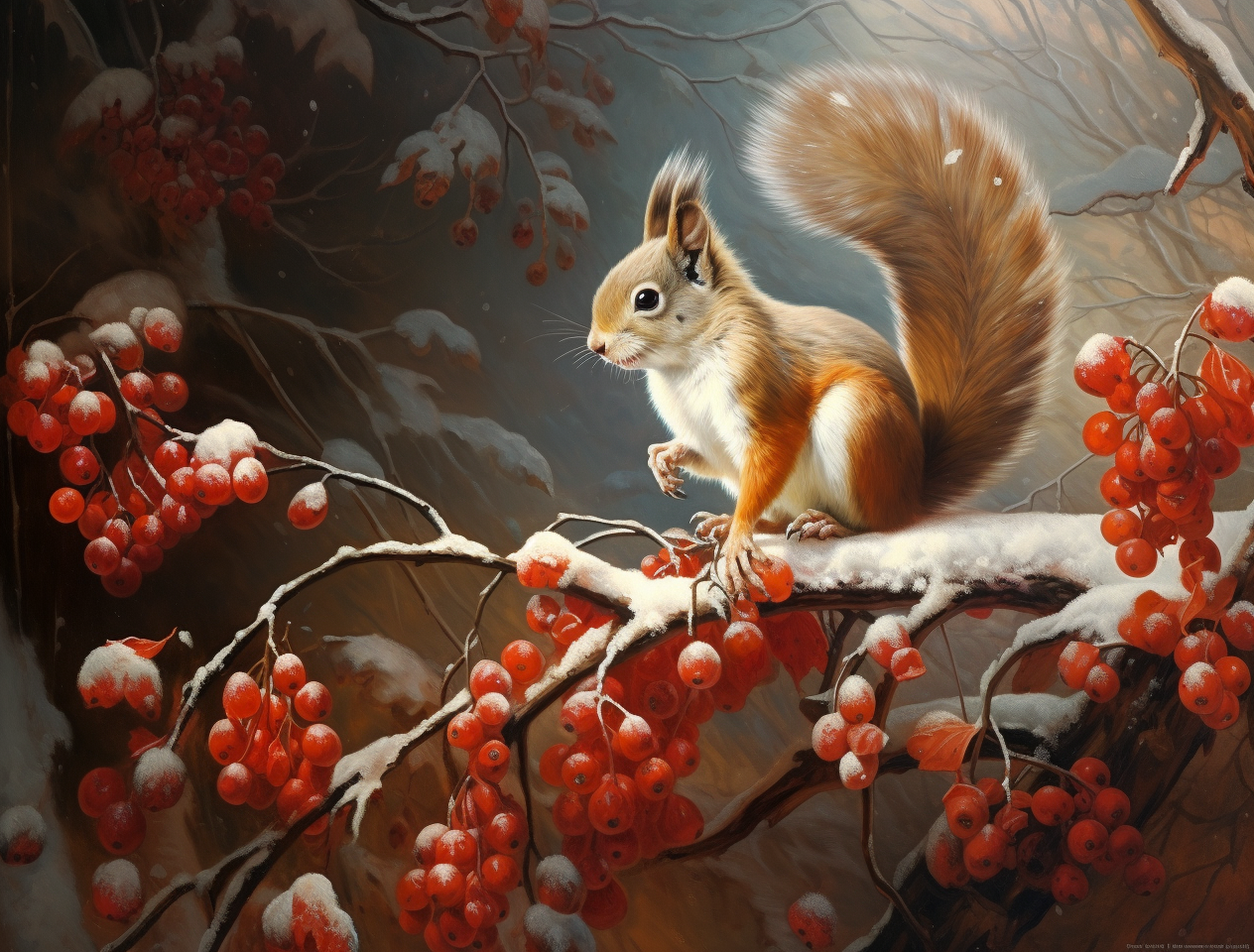 Snowy Branch Squirrel Diamond Art Kit