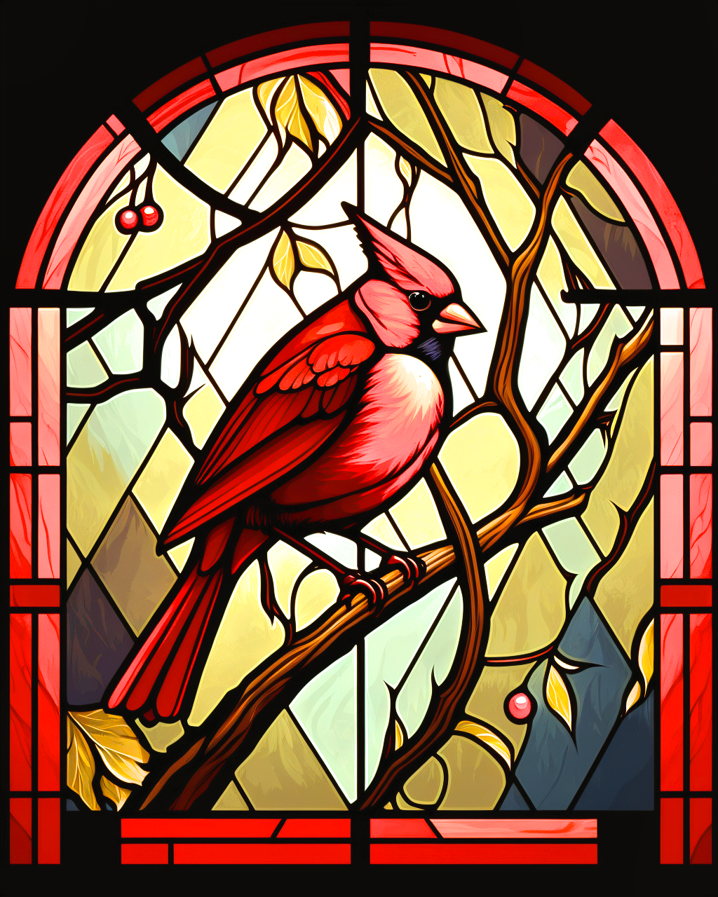 Red Cardinal Abstract Panel Diamond Art Kit