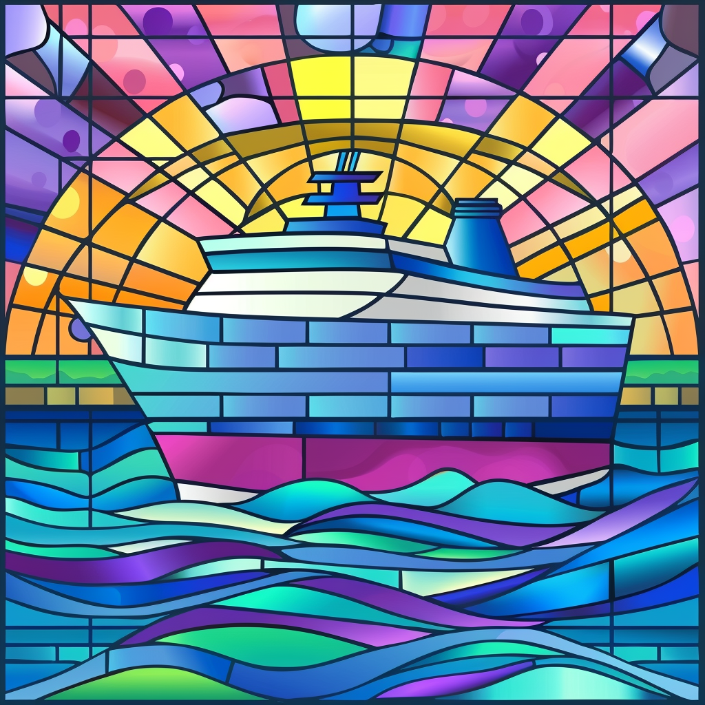 Abstract Sun And Cruise Ship Diamond Art Kit