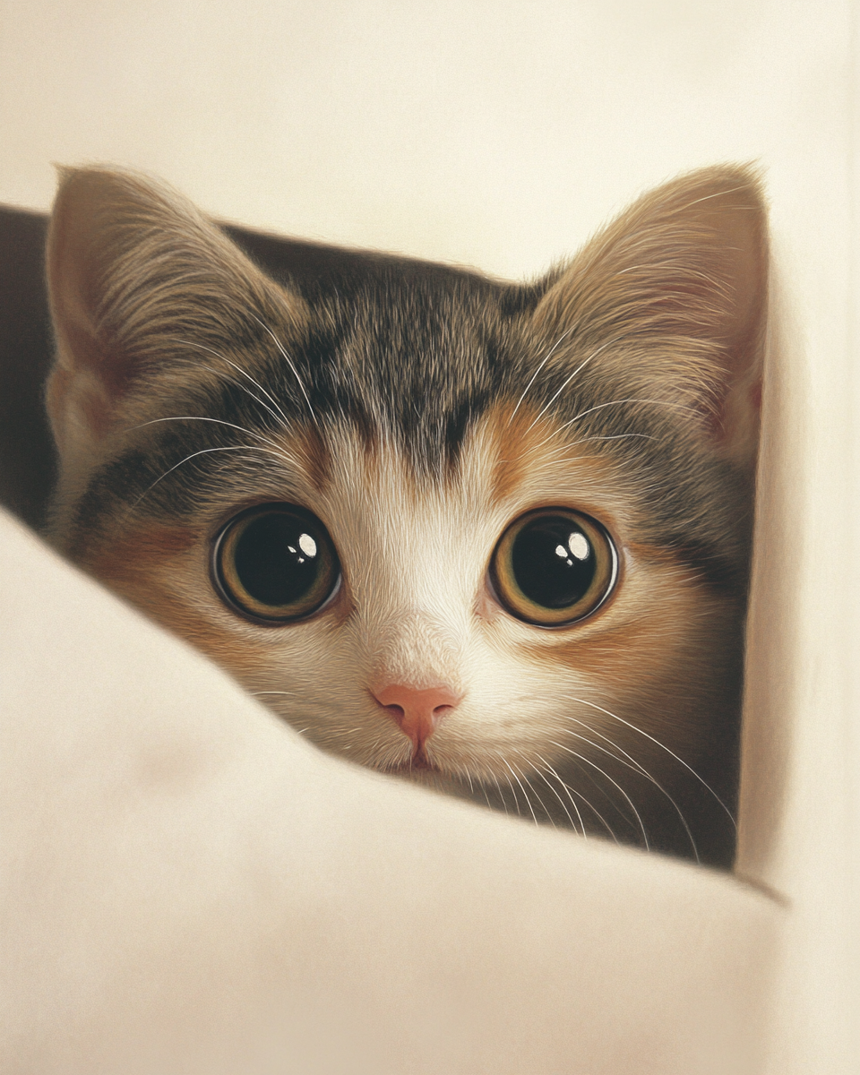 Peeking Wide Eye Cat Diamond Art Kit