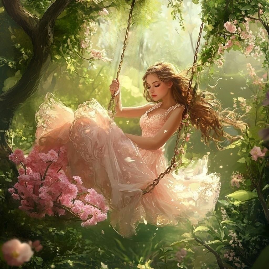 Woman On A Swing Diamond Art Kit