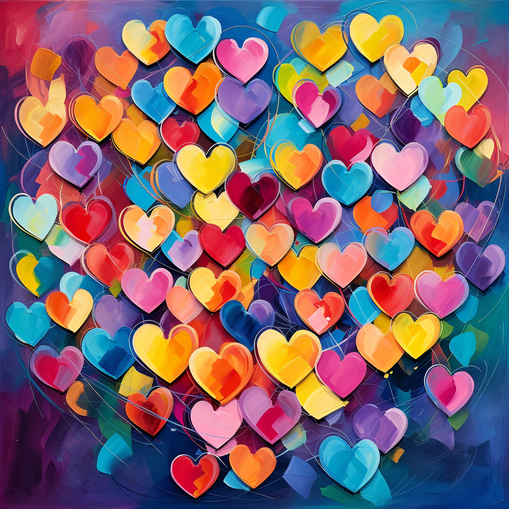 Small Colorful Hearts Abstract Diamond Art Kit