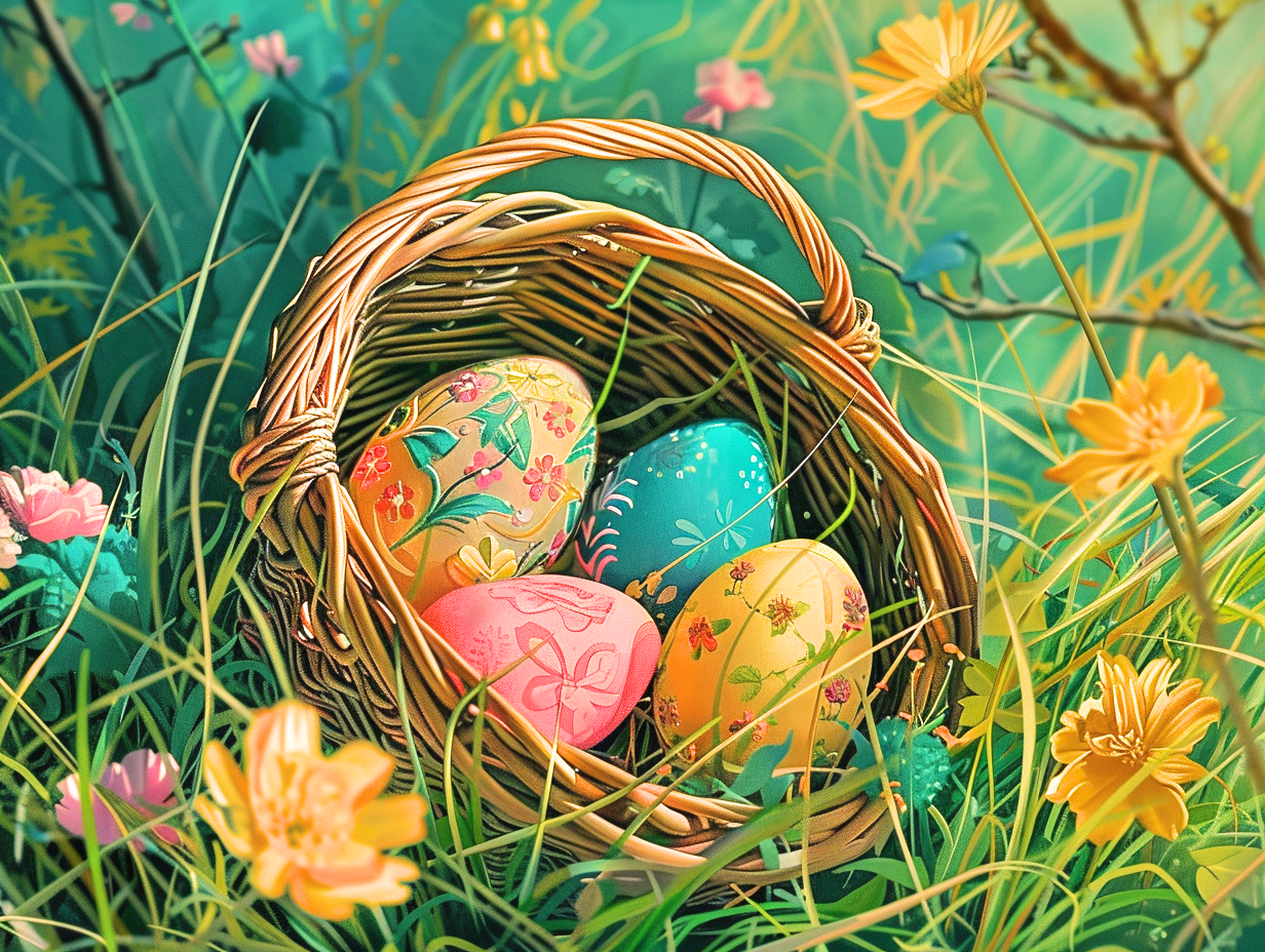 Four Easter Eggs In A Basket Diamond Art Kit