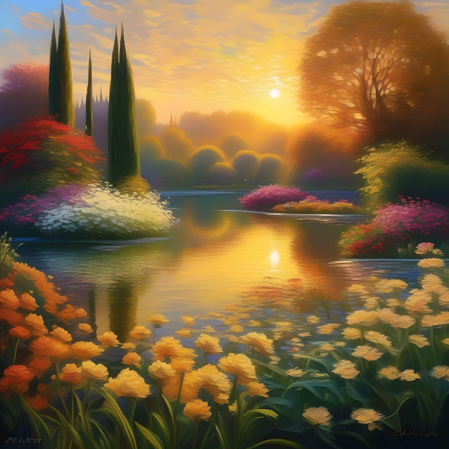 Yellow Flower Bank Lake Diamond Art Kit