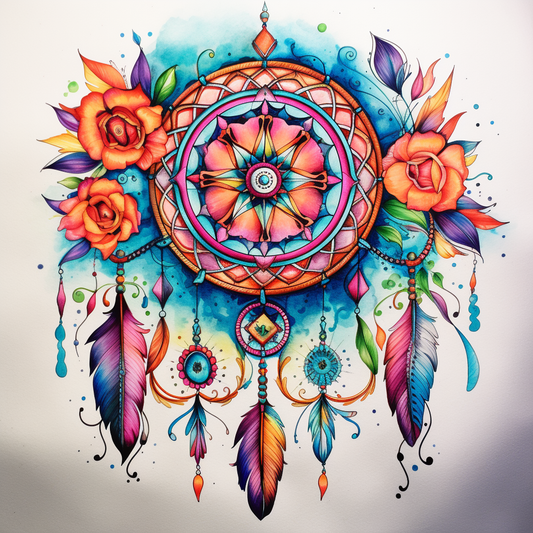 Watercolor Flower Dreamcatcher Diamond Art Kit