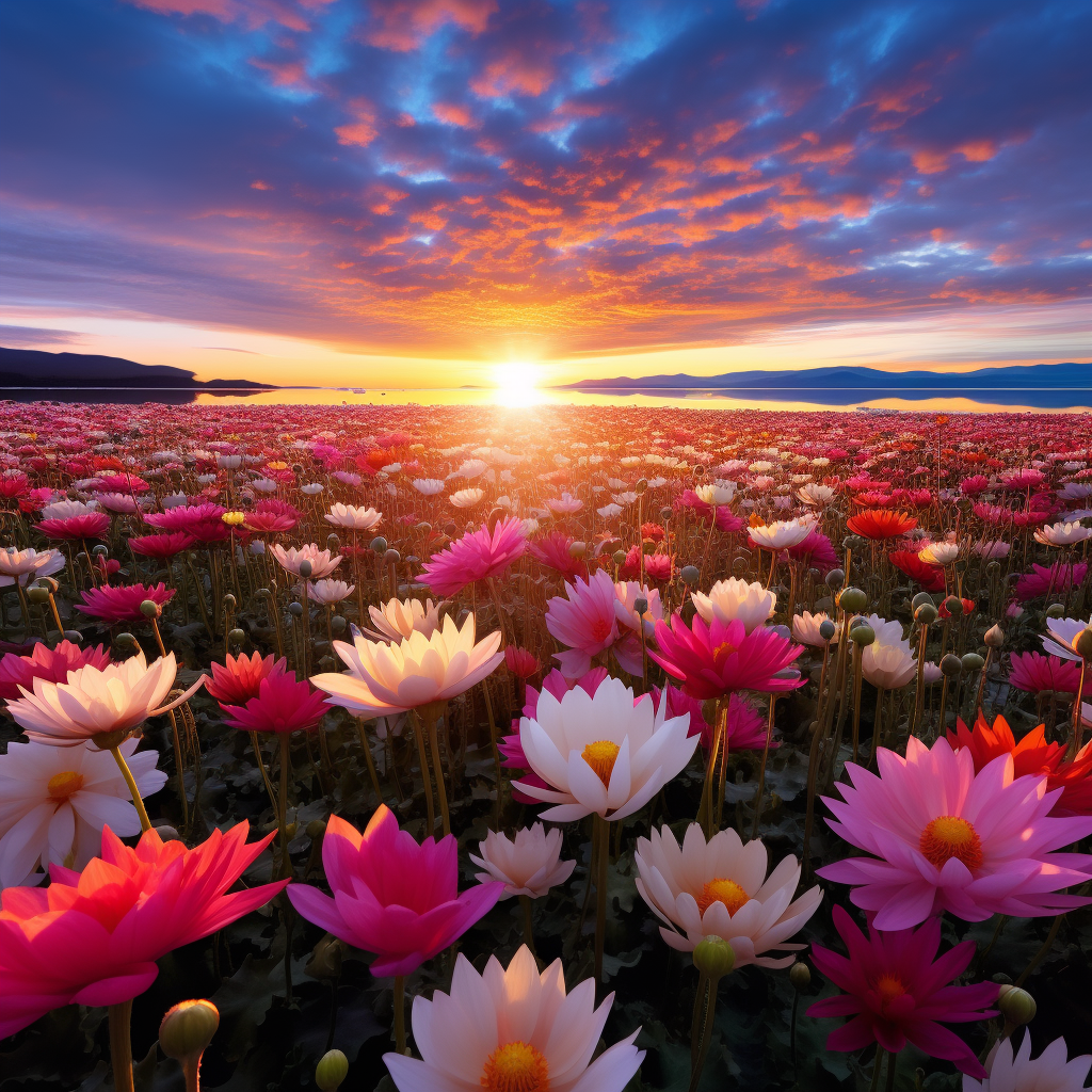 Sea Of Flowers Sunset Diamond Art Kit
