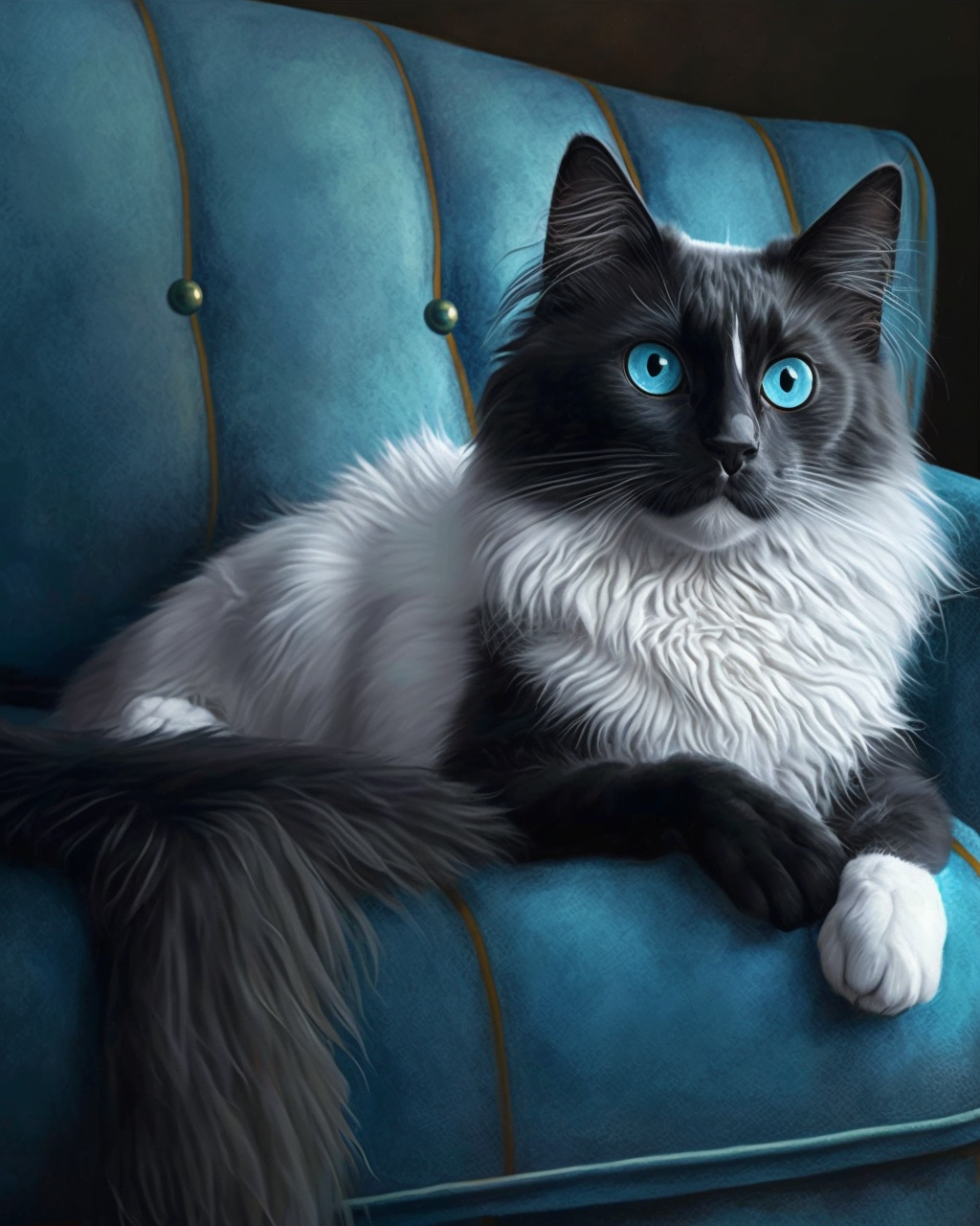Longhaired Black White Cats Of A Diamond Art Kit