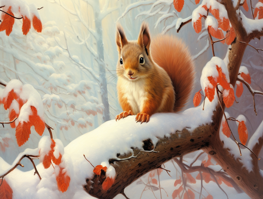 Orange Leaf Squirrel Diamond Art Kit
