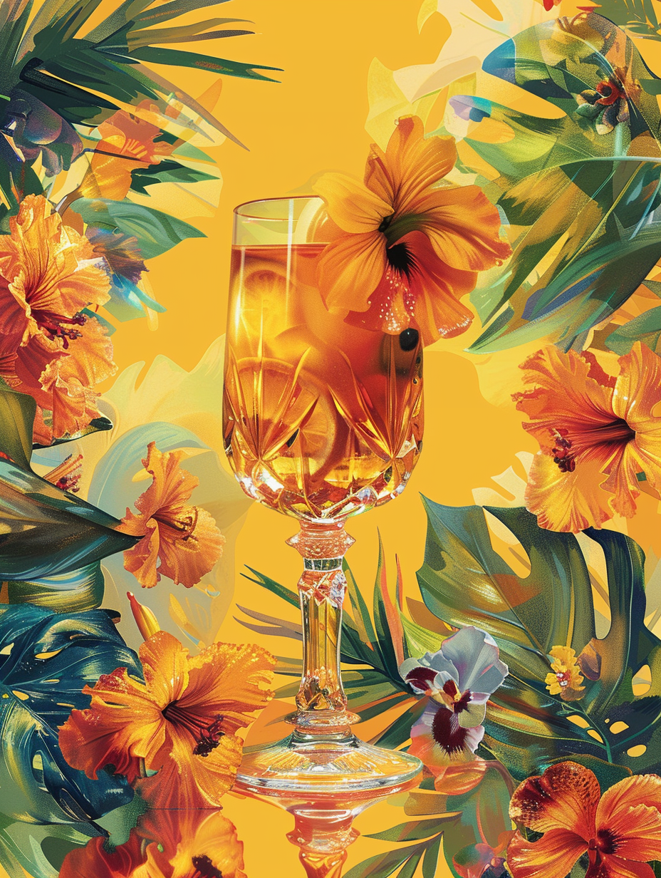 Orange Hibiscus Tropical Drink Diamond Art Kit